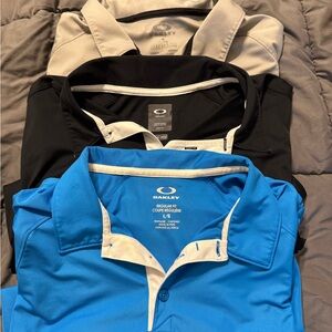 Lot of 4 Oakley Men's Polo Shirts - Blue, Black, Red and Gray